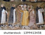 Small photo of FLORENCE, ITALY - JANUARY 10, 2019: Saints Peter the Martyr and Thomas Aquinas Refute the Heretics, fresco by Andrea Di Bonaiuto, Spanish Chapel in Santa Maria Novella Dominican church in Florence