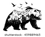 vector double exposure  bear... | Shutterstock .eps vector #459889465