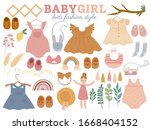 set with baby trendy clothes ... | Shutterstock .eps vector #1668404152
