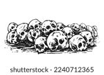 pile of human skulls drawing...