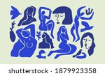 Set Of Abstract Blue Women...