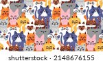 funny cat animal crowd cartoon... | Shutterstock .eps vector #2148676155