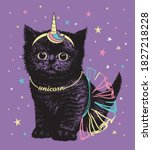 fluffy little black kitten in... | Shutterstock .eps vector #1827218228