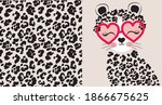 leopard seamless pattern. cute... | Shutterstock .eps vector #1866675625