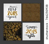 happy new year 2018 golden... | Shutterstock .eps vector #766250938