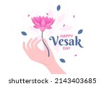 vesak day celebration with... | Shutterstock .eps vector #2143403685