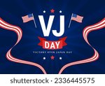 VJ Victory Over Japan Day Celebrate Vector Illustration with United State Flag Background in Flat Cartoon Hand Drawn for Landing Page Templates