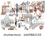 Set Of Paris Illustrations With ...