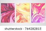 three backgrounds with marbling.... | Shutterstock .eps vector #764282815