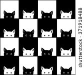 Black White Cat Chess Board...