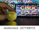 Central bank digital currency coin. CBDC is new generation digital money. High quality photo
