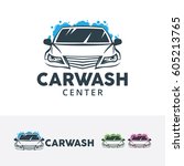 car wash logo design.... | Shutterstock .eps vector #605213765