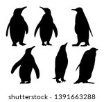 Cute Penguin Silhouette Vector...
