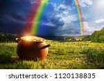 Pot full of gold at the end of the rainbow.