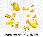 gold coin splash background.... | Shutterstock .eps vector #717887728
