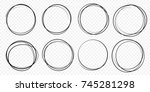 Hand drawn circle line sketch set. Vector circular scribble doodle round circles for message note mark design element. Pencil or pen graffiti  bubble or ball draft illustration.