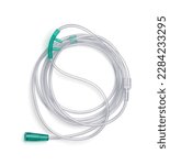 Small photo of Top view of twin bore nasal oxygen breathing cannula isolated on white