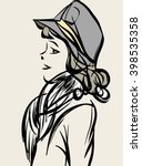 head of the girl in a hat retro ... | Shutterstock .eps vector #398535358