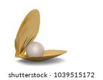 golden sea shell with pearl... | Shutterstock . vector #1039515172