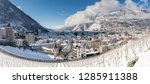 view of the historic city of Chur in the Grisons in the Swiss Alps in winter