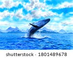 Watercolor Painting   Whale...