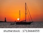 Sailboats At Sunset Anchored In ...
