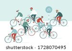 crowd of cyclist on daly... | Shutterstock .eps vector #1728070495