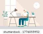 elderly man working with his... | Shutterstock .eps vector #1776055952