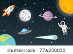 space with moon  sun  rocket ... | Shutterstock .eps vector #776250022