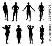 standing people silhouettes | Shutterstock .eps vector #338989508
