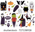 set for halloween. scary house  ... | Shutterstock .eps vector #727158928