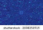 futuristic microchip processor... | Shutterstock .eps vector #2038353515