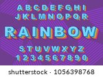 80's retro alphabet font.... | Shutterstock .eps vector #1056398768