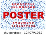 80's retro alphabet font.... | Shutterstock .eps vector #1240791082