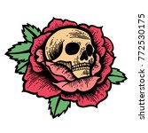 old school rose tattoo with... | Shutterstock .eps vector #772530175