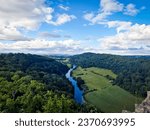 Small photo of A captivating scene from the picturesque Wye Valley, where lush landscapes and winding waters create a mesmerizing view.The Wye Valley is designated an Area of Outstanding Natural Beauty.