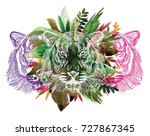 the head of a tiger. meditation ... | Shutterstock .eps vector #727867345