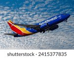 Small photo of Phoenix Sky Harbor Airport 1-13-2024 Phoenix, AZ USA Southwest Airlines Boeing 737-700 N281WN departure from 7L at Sky Harbor Airport