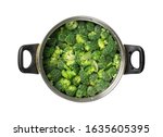 Broccoli In A Pot Isolated On...