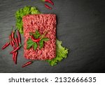 minced beef meat on black... | Shutterstock . vector #2132666635