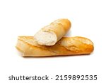 Broken french baguette isolated....
