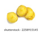 Boiled Potato Half in Skin Isolated, Whole Prepared Unpeeled Vegetables, Healthy Diet Ingredient Boiled Potato on White Background