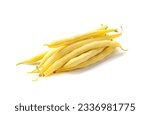 Small photo of Yellow French Beans Isolated, Raw String Beans Pile, Fresh Wax Bean Pods on White Background