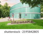 Small photo of 22 July 2022, Dusseldorf, Germany: Exterior building of Neanderthal museum near famous gorge, where the remains of an ancient ancestor and relative of man were found