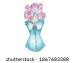 Mint Corset With Roses On A...