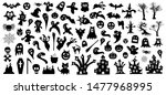 set of silhouettes of halloween ... | Shutterstock .eps vector #1477968995