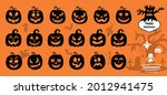 set pumpkin on orange... | Shutterstock .eps vector #2012941475