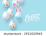 painted easter hanging eggs... | Shutterstock .eps vector #1921023965