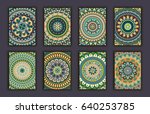 collection retro cards. ethnic... | Shutterstock .eps vector #640253785