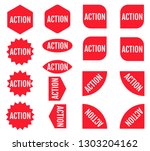 action sticker set. red... | Shutterstock .eps vector #1303204162